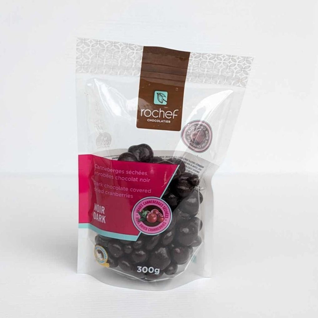 Canneberges enrobées de chocolat noir