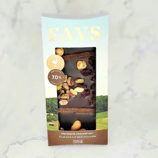 Tablette mendiante chocolat noir noix et fruits