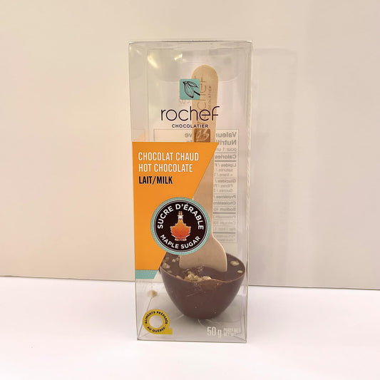 Cuillère de chocolat chaud au lait et sucre d'érable
