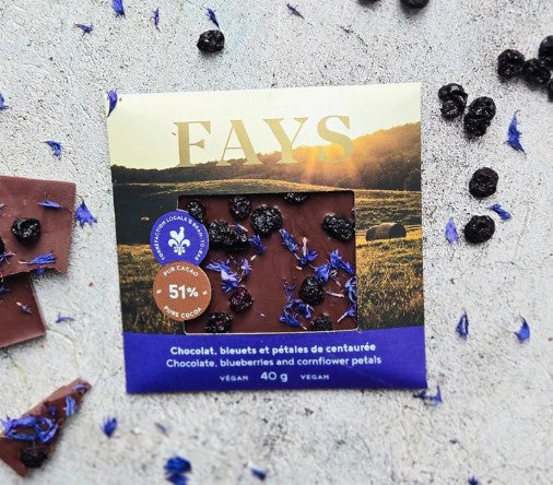 Petite tablette chocolat bleuets et pétales de centaurés