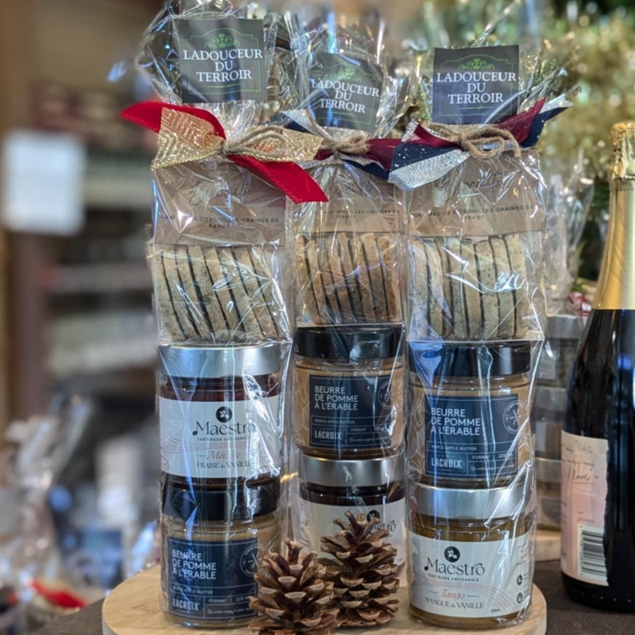 Panier-cadeau trio biscuits et confitures